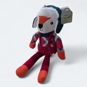 NEW Spark Create Imagine Winter Fox Knit Plush toy Rattle Sound Age 0+